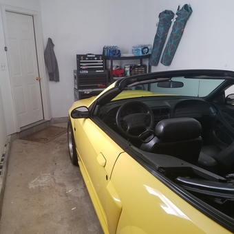 Yellow Convertible in Organized Garage with Tool Chests - Christopher from Macungie, Pa