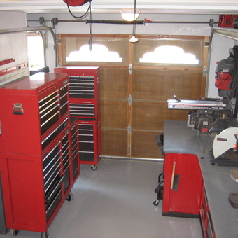 Organized garage with tool chests and workbenches - CB's Garage from Manteca, CA