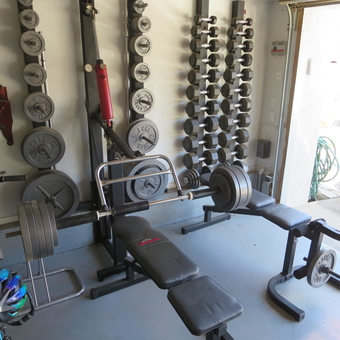 Home Gym With Weight Bench and Dumbbell Rack - CB's Garage from Manteca, CA