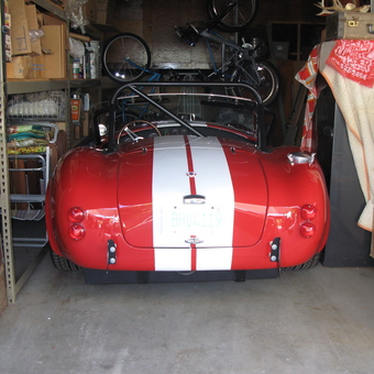 Red Cobra and Organized Shelving in Garage - Cobra fan from La Mirada, CA