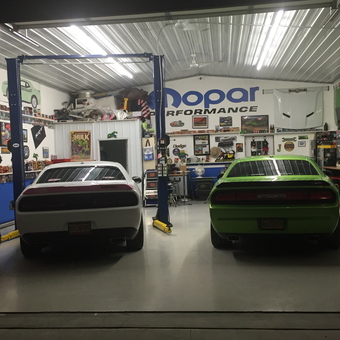 Mopar Themed Garage With Car Lift and Tool Storage - Donalda from Ulysses, KS