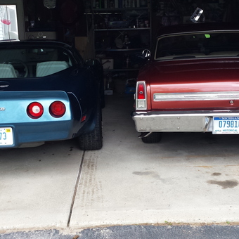 Classic Corvette and Chevy Nova in Organized Garage - Tom from Ortonville, Michigan