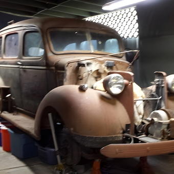 Vintage Car Project in Garage with Storage Bins - Rudy from Corpus Christi, Texas