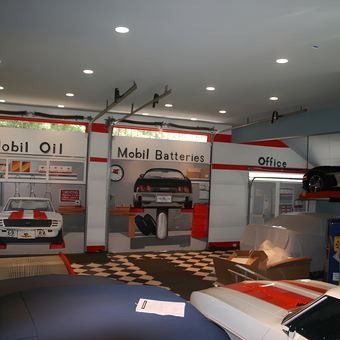 Classic Car Garage with Custom Art Doors and Checkered Floor - Robert from Tenafly, NJ