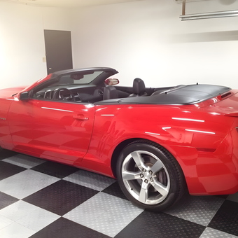 Red Convertible and Checkered Garage Floor Tiles - Joseph M from Saint Petersburg, Florida