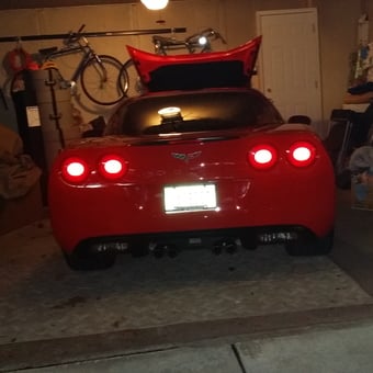 Red Corvette in Organized Garage with Storage Solutions - Joe from Dearborn, MI