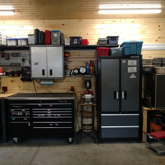 Organized Garage With Tool Cabinets And Storage Bins - The Brat Guy from Huxley, IA