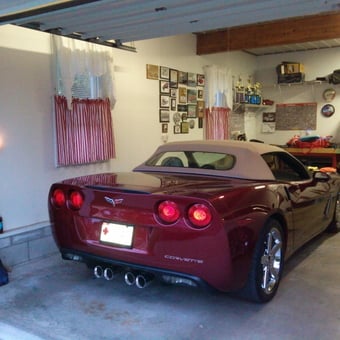 Organized Garage With Corvette, Shelving, and Wall Decor - F23 from Wabash, In.