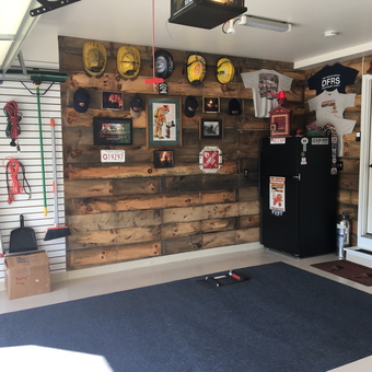 Organized garage with slatwall storage and memorabilia - Stacey from Frederick, MD