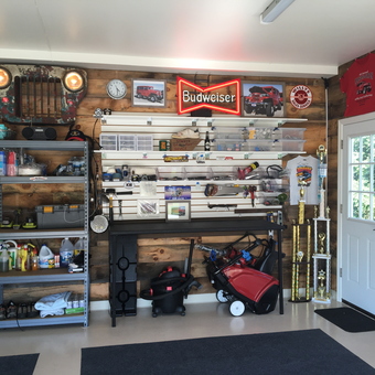 Organized Garage with Shelving, Slatwall, and Decor - Stacey from Frederick, MD