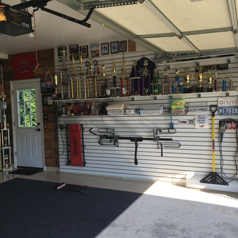 Organized garage with slatwall storage and trophies - Stacey from Frederick, MD