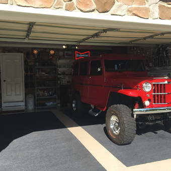 Red Classic SUV in Organized Garage with Trophies - Stacey from Frederick, MD