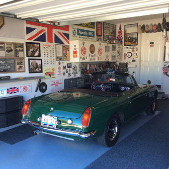 Classic MG Decorated Garage With Green Convertible - Keith from Bloomington, IL