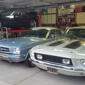 Classic Mustangs and Corvette with Car Lift - Two Ponies from Shelby Twp., Michigan