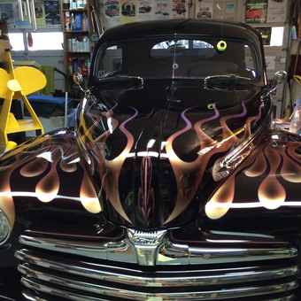 Classic Car With Flame Paint And Organized Garage Shelving - Ed from Tumwater, WA