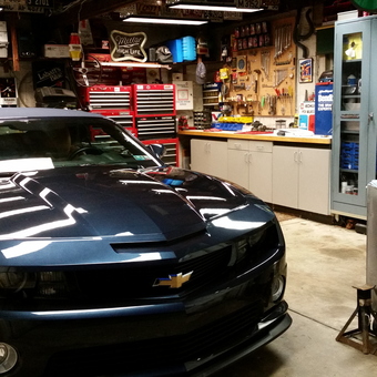 Organized garage with tool chests and Camaro - Michael from HAVERTOWN, PA