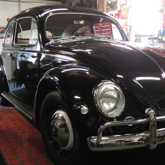 Classic VW Beetle and Motorcycle in Organized Garage - joseph from drexel hill, pa