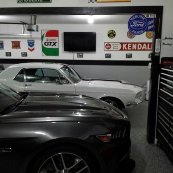Classic and Modern Mustangs in Decorated Garage - 68 & 15 Mustangs from Bloomington, MN