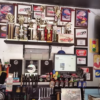 Garage Wall with Trophies, TVs, and Tools - Travis Tisdale from Chesapeake, Virginia