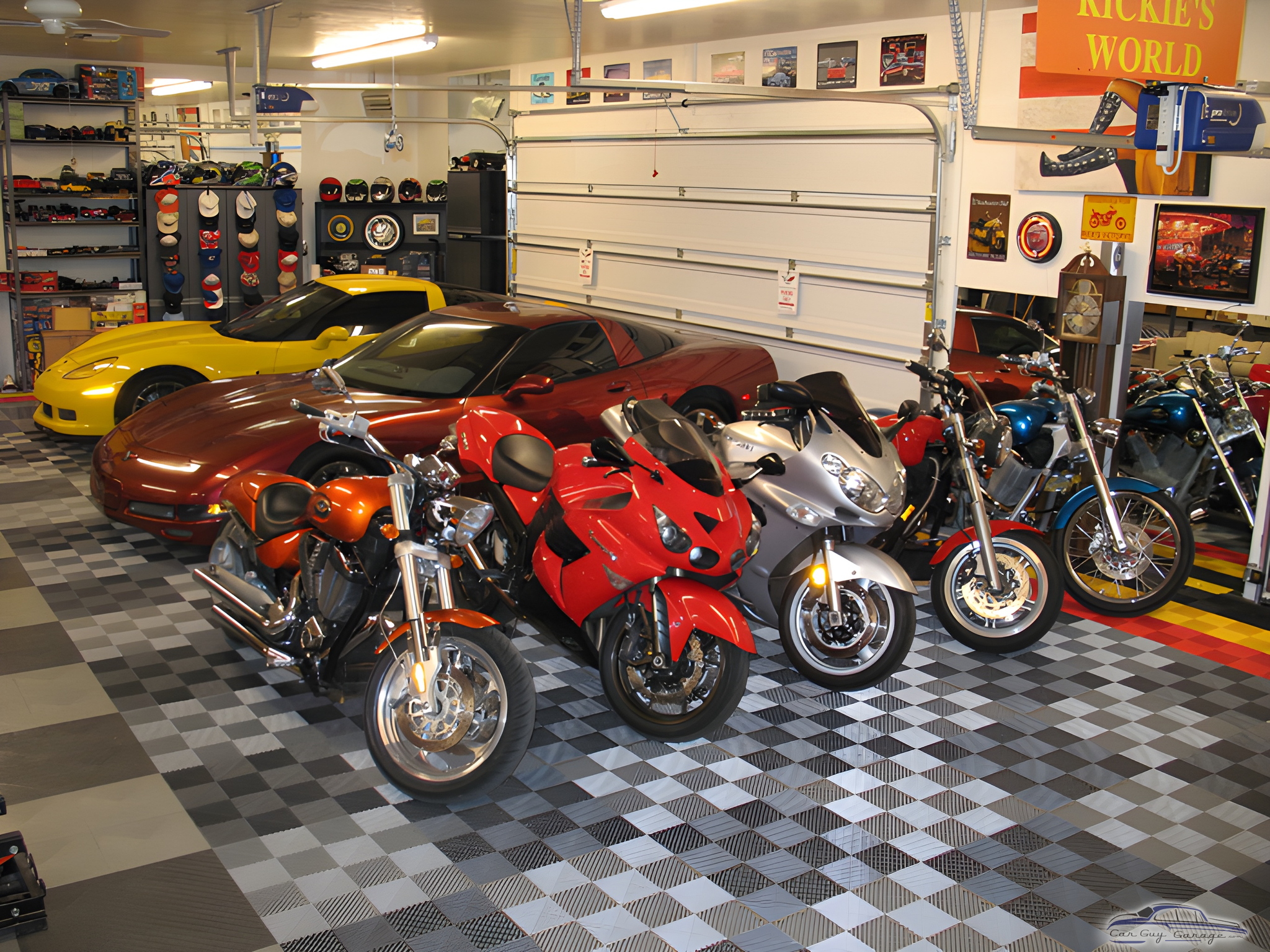 Garage with Sports Cars, Motorcycles, and Display Shelves - Rick from Tucson,AZ