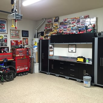 Garage with Tool Chests, Cabinets, and Wall Storage - Steve's Stangs from Hickory Creek, Tx