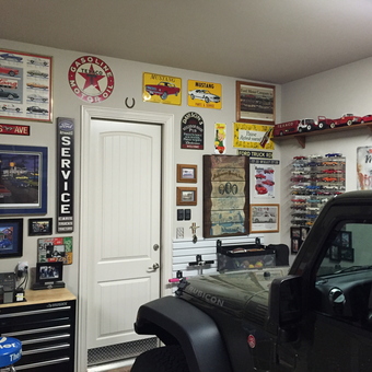 Mustang Garage Decor with Diecast Cars and Signs - Steve's Stangs from Hickory Creek, Tx
