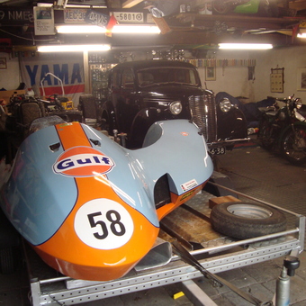 Classic Car Garage with Racing Sidecar and Vintage Decor - Peter from Rijen, the Netherlands
