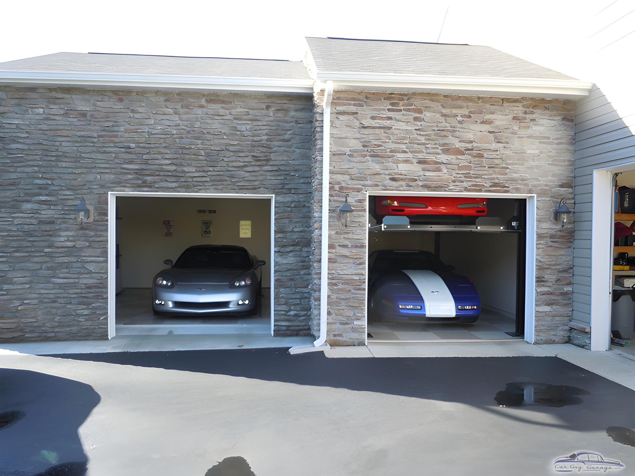Stone garage with car lift and sports cars - Jason from Huntington, MD