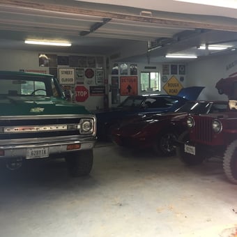 Classic Cars and Vintage Signs in Organized Garage - Bobby from Chesapeake, Ohio