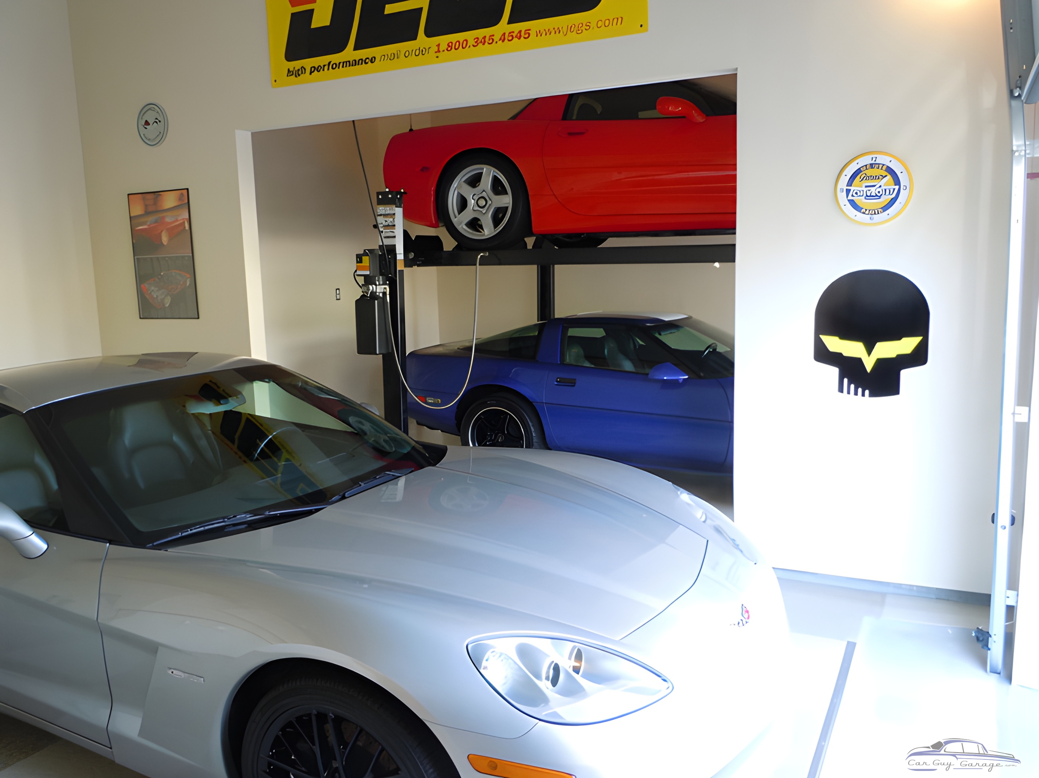 Garage With Car Lift, Three Corvettes, Wall Art - Jason from Huntington, MD