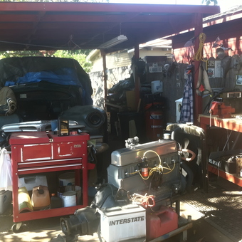 Classic Car Restoration Garage with Tools and Engine - Larry O from Union City, Ca