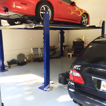 Garage with Four Post Car Lift and Storage - Troup Paul from Atlanta, GA