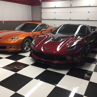 Checkered Garage Floor with Two Corvettes - Rusty from Casper, Wyoming