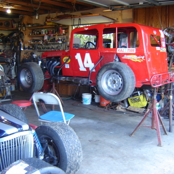 Vintage Race Car on Jack Stands in Busy Garage - Bruce G. from Nanaimo, BC