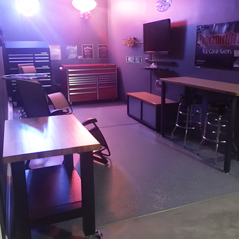 Garage Mancave with Tool Chests and Bar Stools - Mancave from Cary, IL
