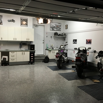 Organized Garage With Motorcycles and Cabinets - Dave from Ottawa, Ontario