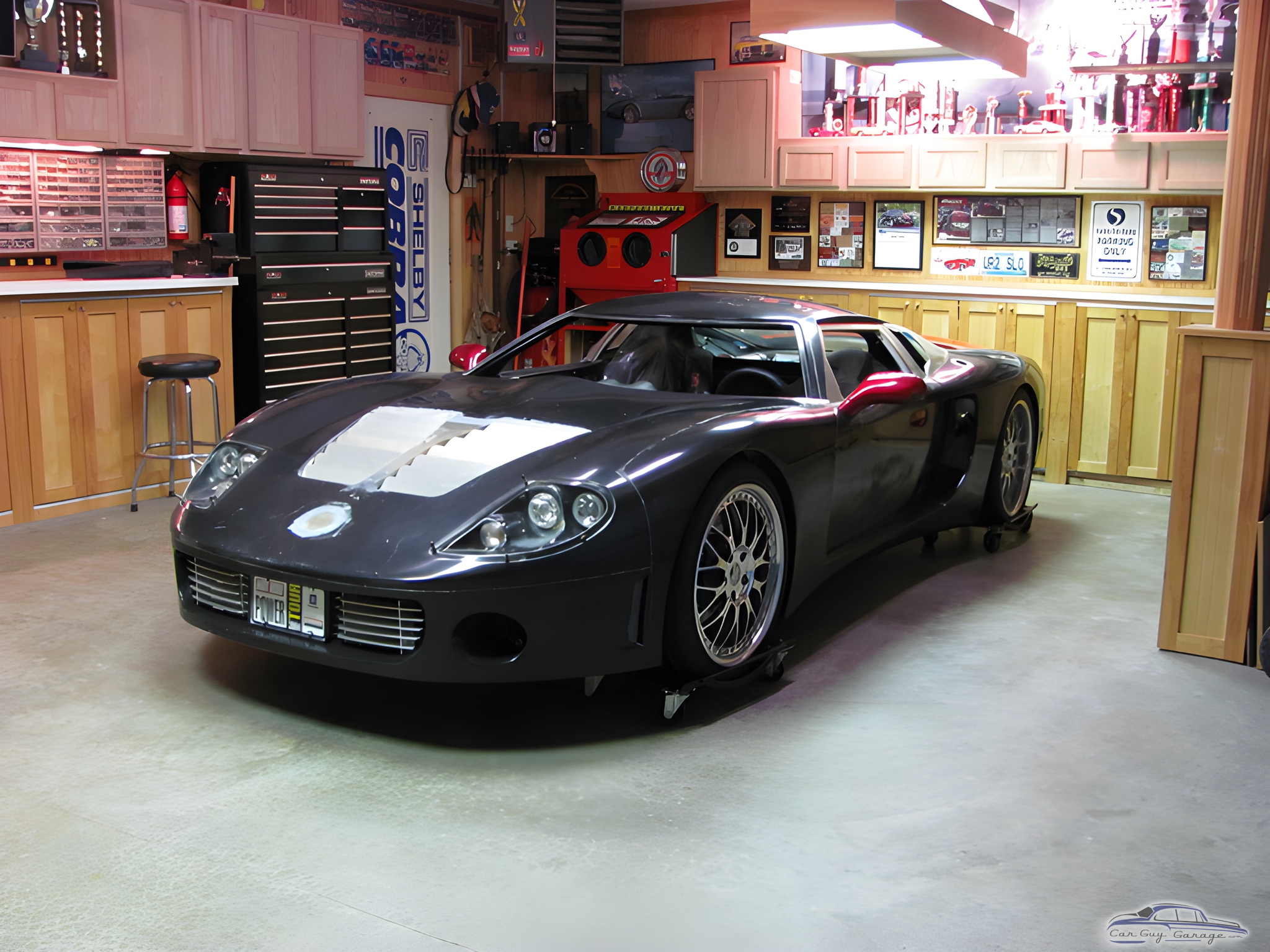 Custom sports car and tool storage in organized garage - Mike from Ballwin, MO