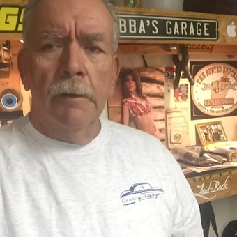 Garage wall signs, stickers, and workbench setup - Bob Wilhelmi from SHAWNEE, KS