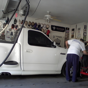Organized Garage With White Truck and Tools - Jim from Disney, Ok