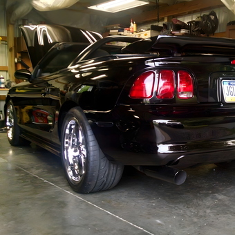 Black Mustang with Chrome Wheels in Organized Garage - Jonathan from Swedesboro, NJ