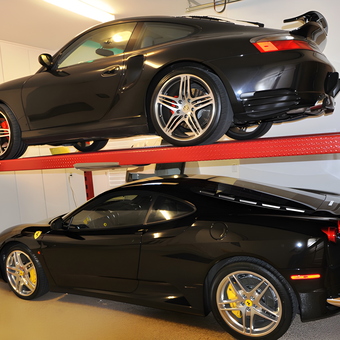 Garage with Car Lift Featuring Sports Cars - Tom from Texas
