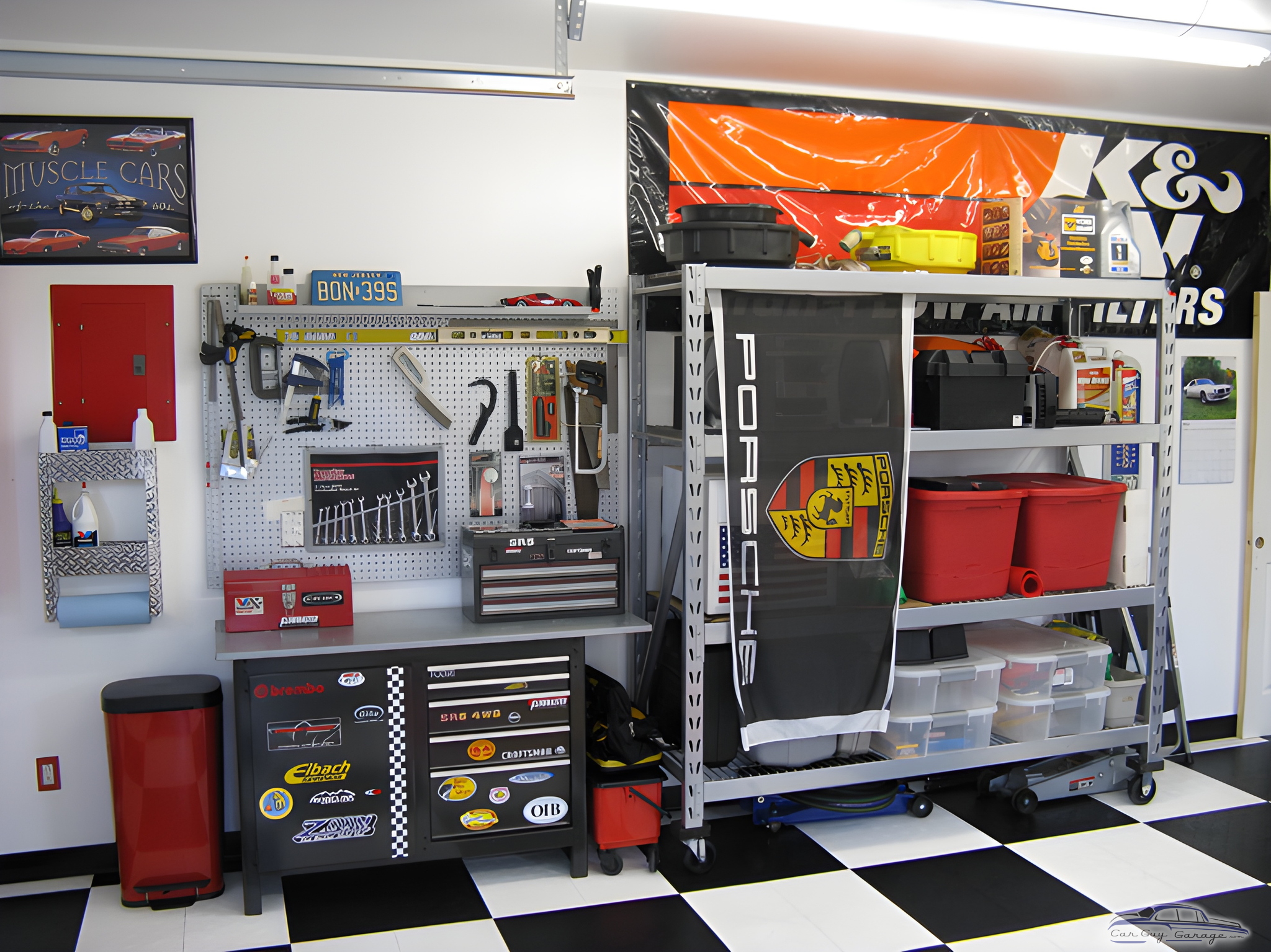 Organized garage with tool cabinets, shelving, and decor - Scott from Winston Salem, NC