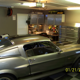 Classic car, metal cabinets, and tool chest in garage - James from Montgomery, AL