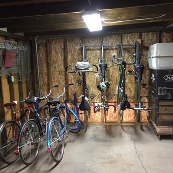 Organized garage with bike racks and storage bins - William from Phoenix, AZ