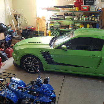 Organized Garage With Green Mustang and Tool Storage - Duke from Clayton, NC