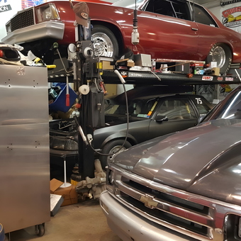 Classic Cars on Lift with Tool Storage Cabinet - RIGHT COAST from SYRACUSE, NY