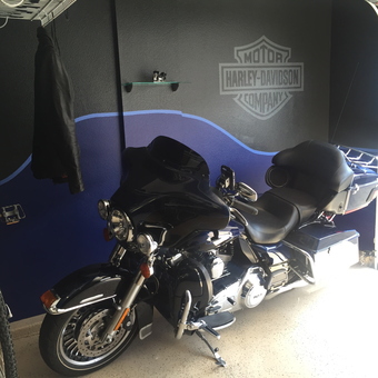 Harley-Davidson Garage with Wall Storage and Bike Rack - Scott from Oceanside, CA