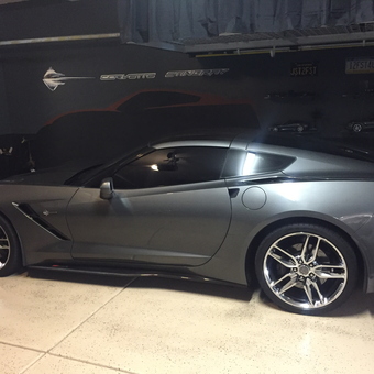Modern Garage With Corvette, Wall Art, and License Plates - Scott from Oceanside, CA