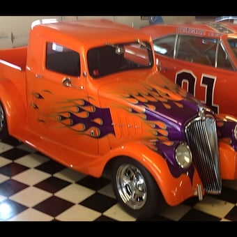 Custom Hot Rod Truck with Flame Paint in Garage - Wally from Newark, De