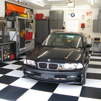 Organized Garage with Cabinets and BMW - Scott from Winston Salem, NC
